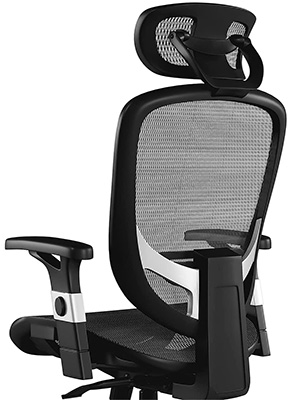 FlexFit Hyken Mesh Task Chair with black and chrome frame and black mesh for the headrest, seat, and seatback