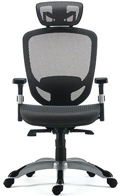 FlexFit Hyken Mesh Chair with black mesh seatback, black mesh seat, and chrome base