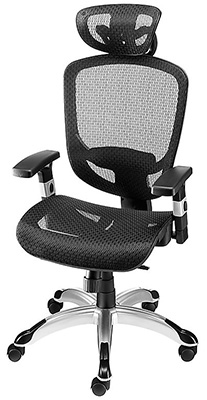 FlexFit Hyken Mesh Chair with black mesh for the headrest, seatback, and seat, and chrome base