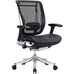 GM Seating Enklave with black mesh for the seat and seatback, chrome base and frame, and no headrest