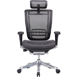 GM Seating Enklave with black mesh for the headrest, seat, and back, and chrome base and frame