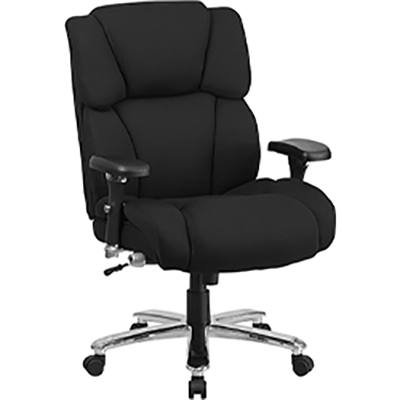 Flash Furniture Hercules in all black fabric upholstery, with waterfall front edge, adjustable armrests, and chrome base