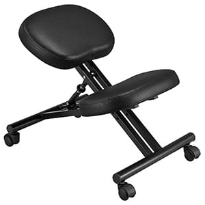 Yaheetech Ergonomic Kneeling Chair with premium faux leather upholstery, sturdy black metal frame, and casters
