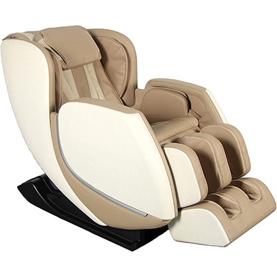 Kofuko Massage Chair with dark beige PU upholstery, light beige exterior, and black base