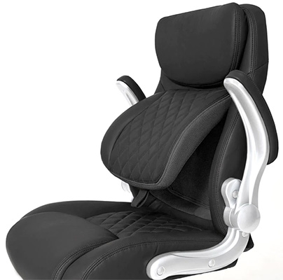 Nouhaus Posture Chair with black PU upholstery, flipped-up arms, and five-level lumbar support