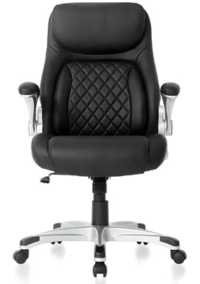 Nouhaus Posture with black PU upholstery, nylon base, padded armrests, and thick seat cushion