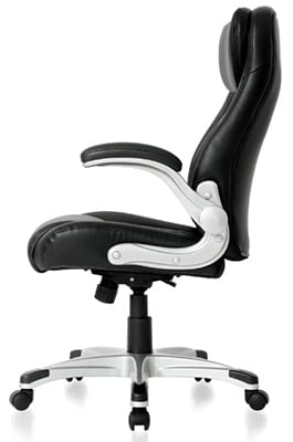 Nouhaus Posture Ergonomic Office Chair with black PU upholstery, nylon base, padded armrests, and thick seat cushion