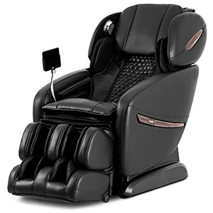 Osaki Pro Alpina with black PU upholstery and a tablet mounted to one side
