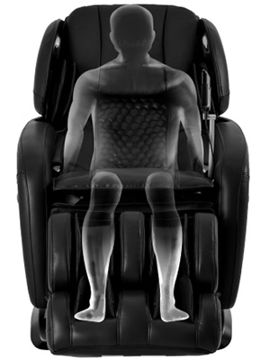 An illustration of a man sitting on the Osaki OS Pro Alpina black variant