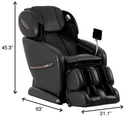 Osaki Pro Alpina with black PU upholstery and the chair's dimensions when sitting upright