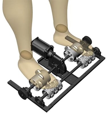An illustration of Osaki Pro Alpina's rollers massaging the soles of the feet