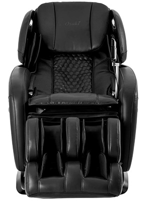 Alpina Massage Chair with black PU upholstery and a tablet mounted to one side of the seat