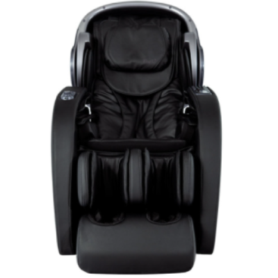 Osaki 4D Escape Massage Chair with black PU upholstery, dark gray hard shell exterior, and controls on one armrest
