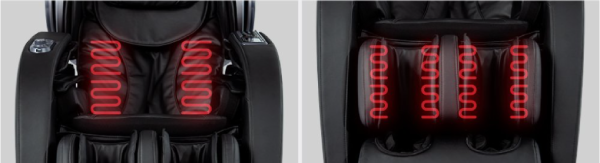 Osaki OS 4D Escape Massage Chair black variant and its heating coils in the lumbar and calf areas