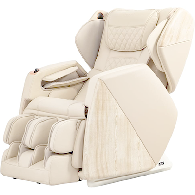 Osaki 4D Pro Soho with beige PU upholstery, beige and white ash exterior, and white base