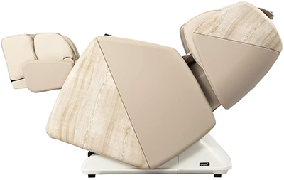 Osaki Soho beige variant in zero gravity recline with the legports elevated slightly above the heart