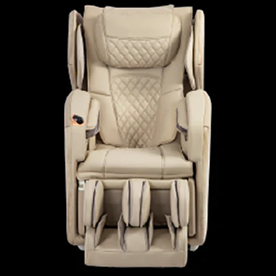 Osaki Soho massage chair with beige PU upholstery and exterior, and remote holder on one arm