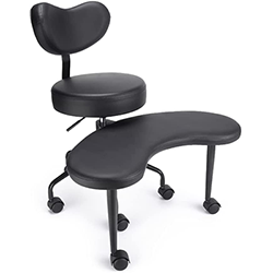 Pipersong Meditation Chair and Ottoman with black PU upholstery, black frame, and black base