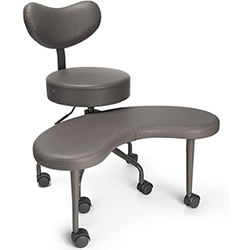 Pipersong Chair and Ottoman with dark gray PU upholstery, dark gray base and frame, and caster wheels