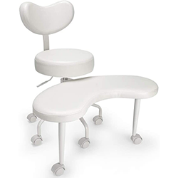 Pipersong Meditation Chair and Ottoman with ivory PU upholstery, ivory base and frame, and ivory caster wheels