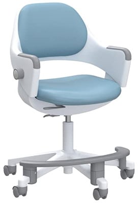 SIDIZ Ringo Chair with lavender-blue PU upholstery, white frame, and light gray base