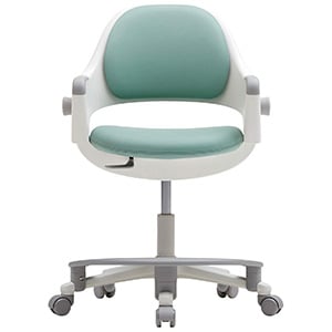 SIDIZ Ringo Chair with mint green PU upholstery, white frame, and light gray base