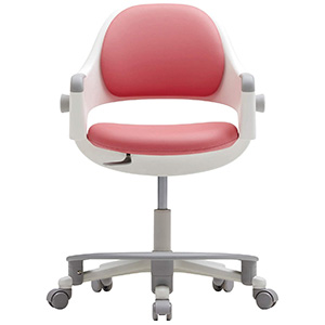 SIDIZ Ringo Chair with rosy pink PU upholstery, white frame, and light gray base