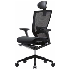 SIDIZ T50 Chair with black mesh seatback, black fabric seat, and black frame