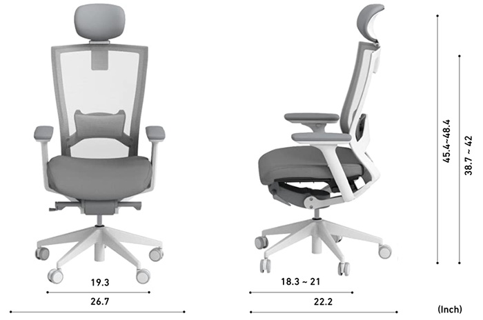 SIDIZ T50 office chair with gray mesh seatback, gray fabric seat, and white frame