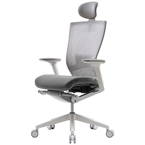 SIDIZ T50 Chair with gray mesh seatback, gray fabric seat, and white frame