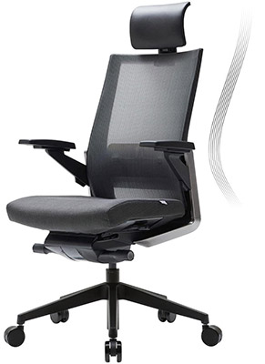 Sidiz T80 Ergonomic Office Chair with black mesh seatback, black fabric-covered seat, and black frame
