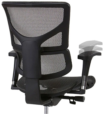 X-Chair with a two-piece mesh seatback, mesh seat, black frame, and adjustable armrests