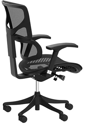 X-Chair with black frame and base, two-piece mesh seatback, and black mesh seat