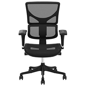 X1 Task Chair with black mesh seat and seatback, black frame, and adjustable armrests