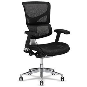 X2 Executive Task Chair with chrome frame and base, black two-piece mesh seatback, and black mesh seat