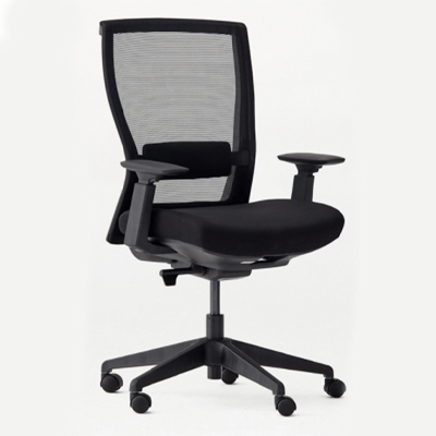Ergochair Core all black with breathable mesh back, thick seat cushion, and adjustable armrests
