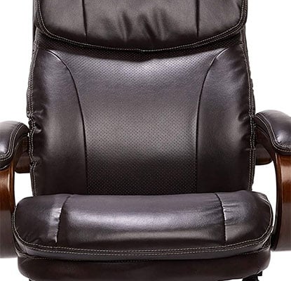 Trafford Office Chair with black bonded leather upholstery, thick padding, and a stippled seatback
