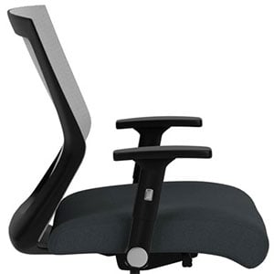 Run II Office Chair with black frame, roll-back armrests, and black fabric-covered seat cushion