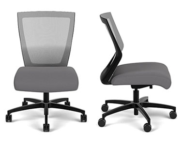 Run II Ergonomic Chair with gray mesh mid-back, medium gray fabric-covered seat, black frame, and no armrests