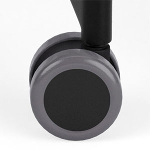 Run II Chair's two-toned black and grey soft rubber tread caster wheel