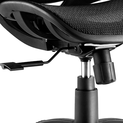 Gabrylly all-mesh office chair black variant with an adjustment lever under the seat
