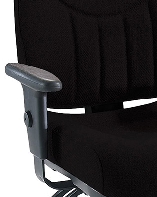 Lorell Baily Task Chair in black with plush cushion for the seat and seatback but no padding for the armrest