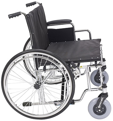 Drive Medical Sentra manual wheelchair with an extra wide seat, nylon upholstery, and black push handle