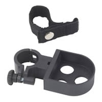A pair of black wheelchair cane and crutch holders with screws for Sentra EC