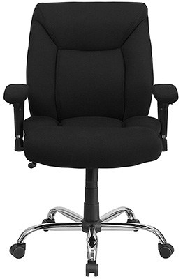Flash Furniture Hercules Series Chair with black fabric upholstery, chrome base, & adjustable armrests