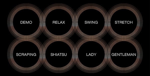 A diagram of the Osaki Pro Maestro Massage Chair's eight auto programs