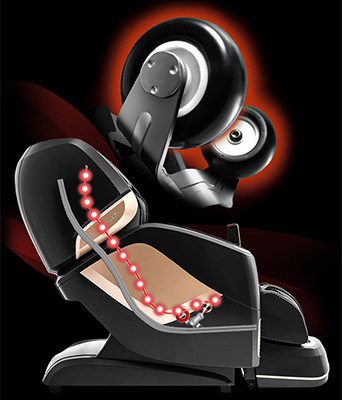 An illustration of the Osaki Pro Maestro 4D Massage Chair's heated rollers