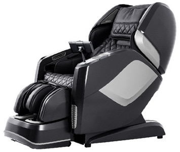 Osaki Pro Maestro LE Massage Chair with black PU upholstery, silver highlights, & a tablet on one arm