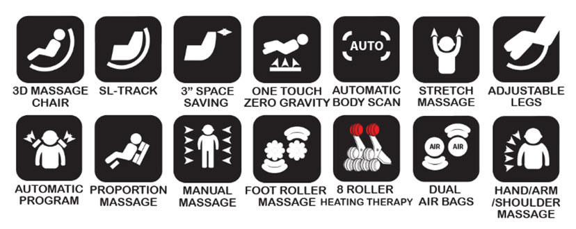 An illustration of the automated features of Kahuna Massage Chair SM 9300