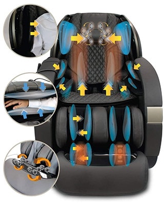 SM 9300 Massage Chair with foot rollers and airbags for the calves, feet, arms, and shoulders